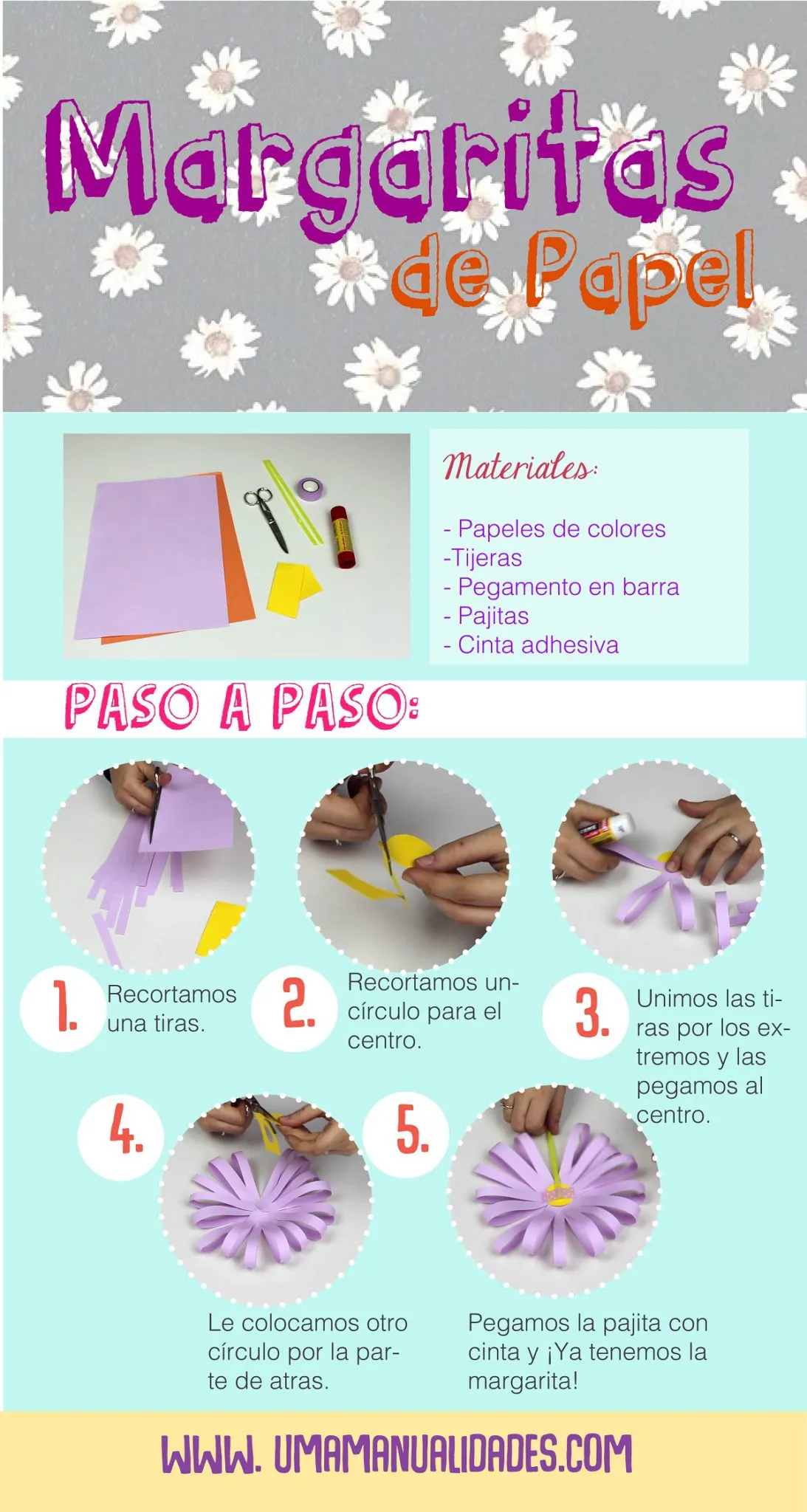 margaritas de papel paso a paso