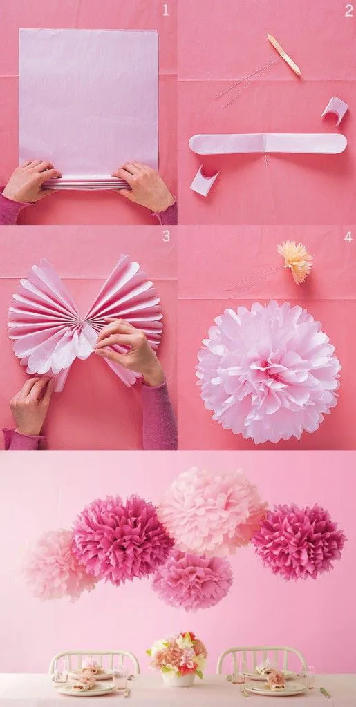 Flores paso a paso para colgar con papel de seda