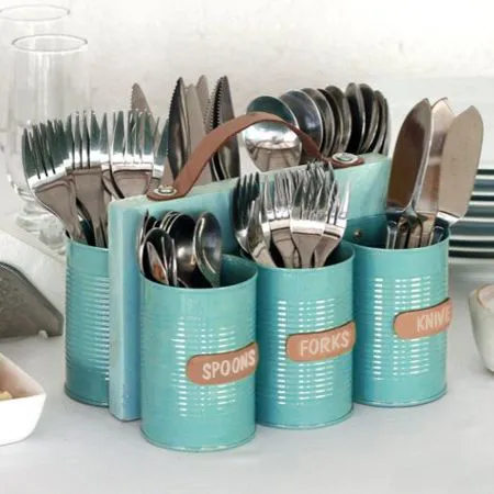 decoracion con latas recicladas para la cocina