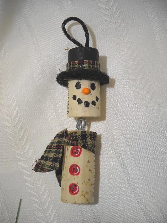 Wine Cork Snowman Ornament by notjustknots on Etsy