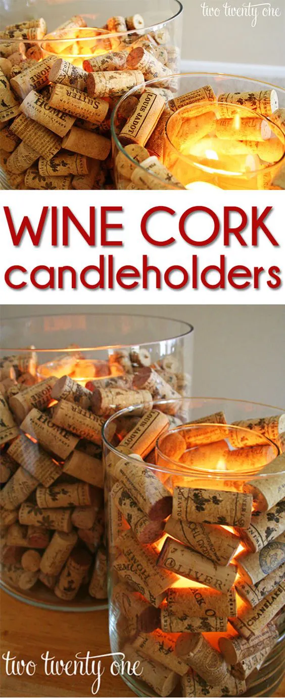 Easy Wine Cork DIY Candle Ideas - DIY Wine Cork Candle Holder - DIY Projects & Crafts by DIY JOY at http://diyjoy.com/diy-wine-cork-crafts-craft-ideas