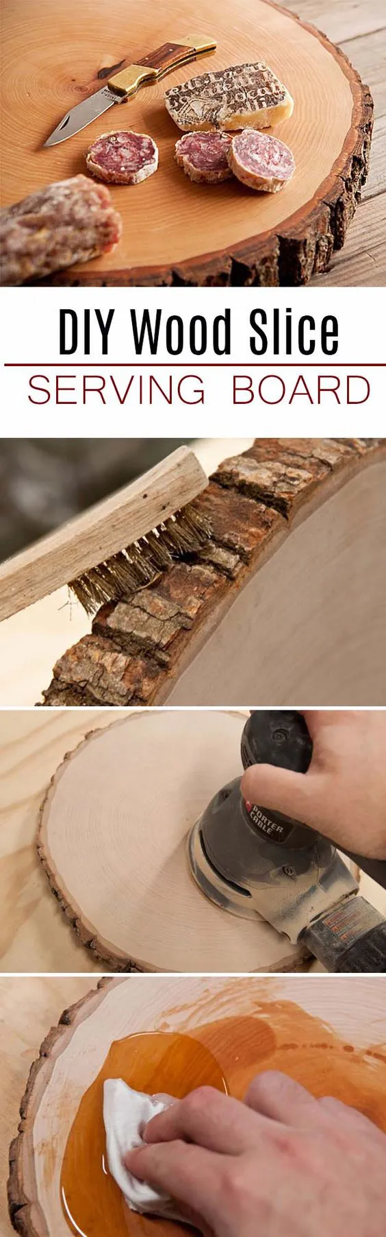 DIY Gifts For Men | Awesome Ideas for Your Boyfriend, Husband, Dad - Father , Brother and all the other important guys in your life. Cool Homemade DIY Crafts Men Will Truly Love to Receive for Christmas, Birthdays, Anniversaries and Valentine’s Day | Wood Slice Serving Board for Him | http://diyjoy.com/diy-gifts-for-men-pinterest: 