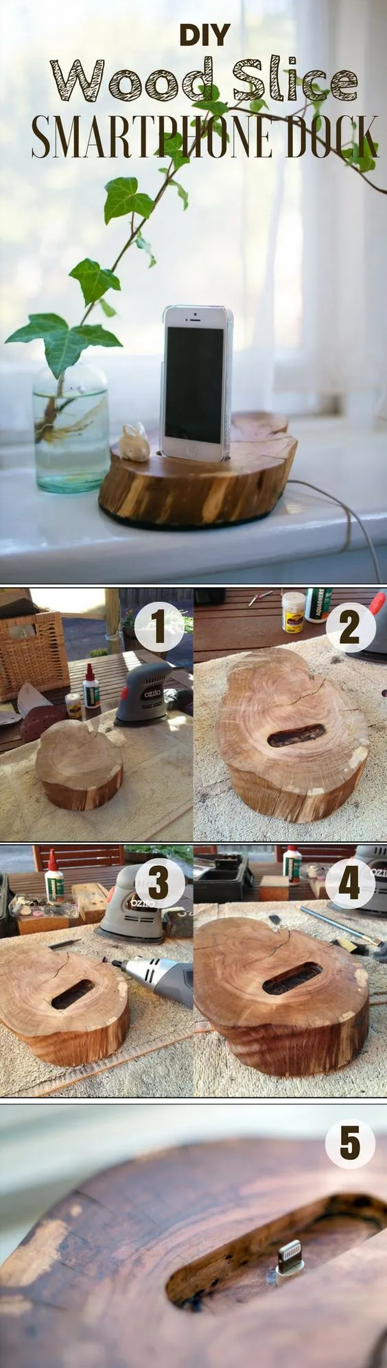Check out how to build this easy DIY Wood Slice Smartphone Dock @istandarddesign: