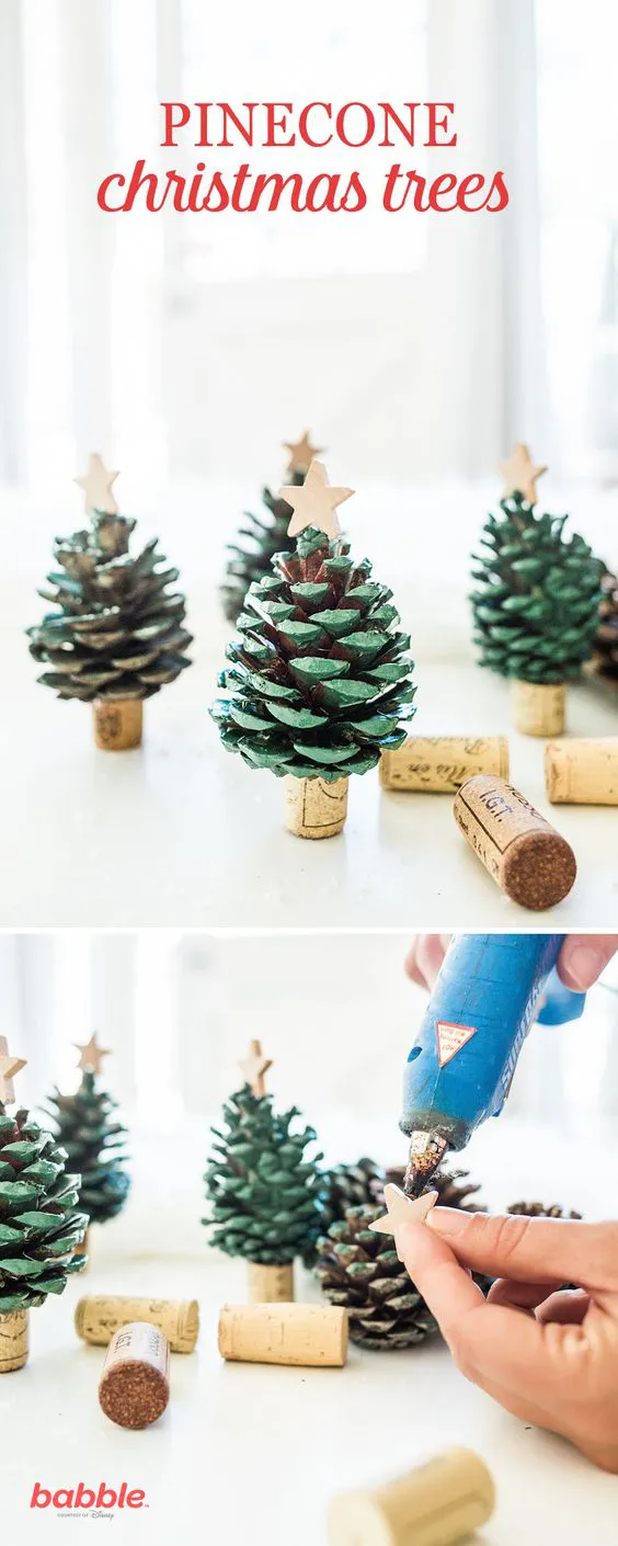Spread some holiday cheer and decorate your home with these DIY Pinecone Christmas Trees. Create your own mini pinecone trees with spray paint and wine corks. Set up a little pine tree forest on the mantle, or take some to a local elderly home for the holidays. Disney is sharing the joy this holiday season by giving to deserving kids and families. To find out ways you can help make your community healthier, happier, and stronger, visit Disney.com/Friends.