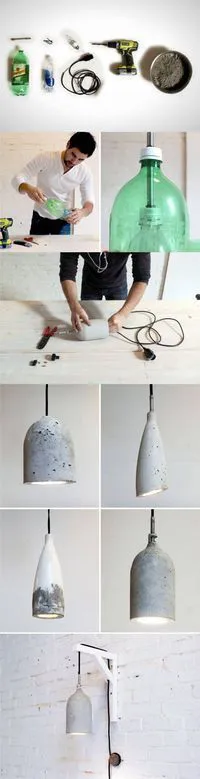Lámpara DIY de hormigón vintage