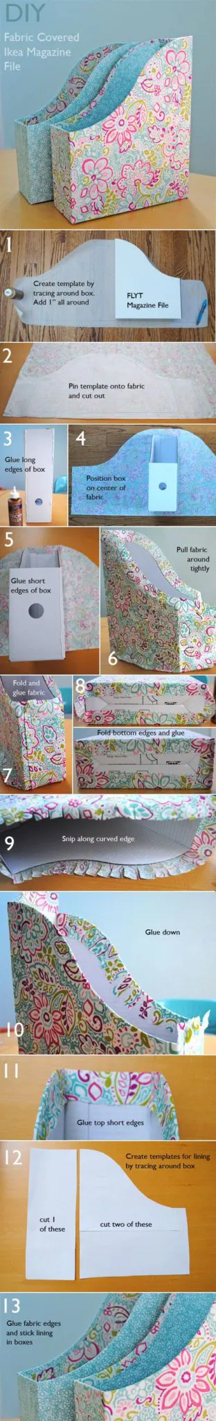 manualidades de cajas de carton organizadoras forradas con papel de scrap