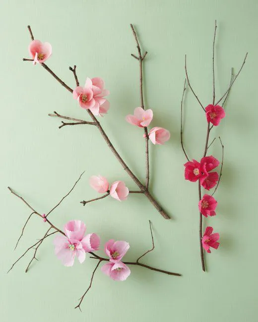 Flor de cerezo Rama flores navideñas de papel crepe