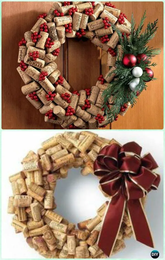 DIY Wine Cork Wreath Instructions- #Christmas #Wreath Craft Ideas Holiday Decoration