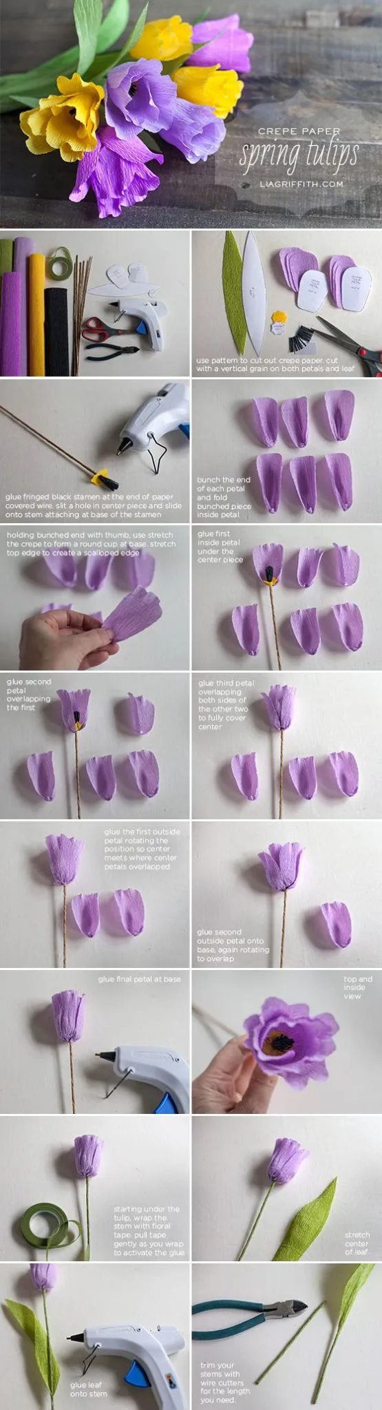 Cómo hacer tulipanes con papel crepe