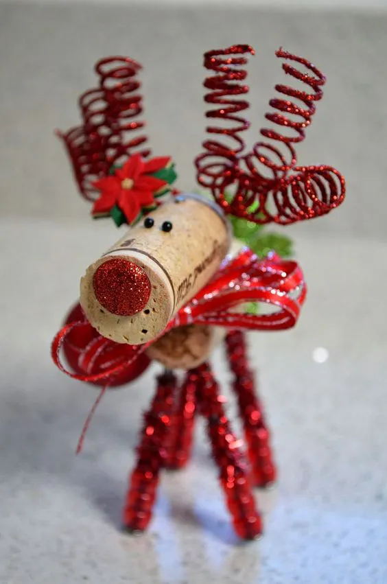 Wine Cork Reindeer Ornament by TheCorkForest on Etsy