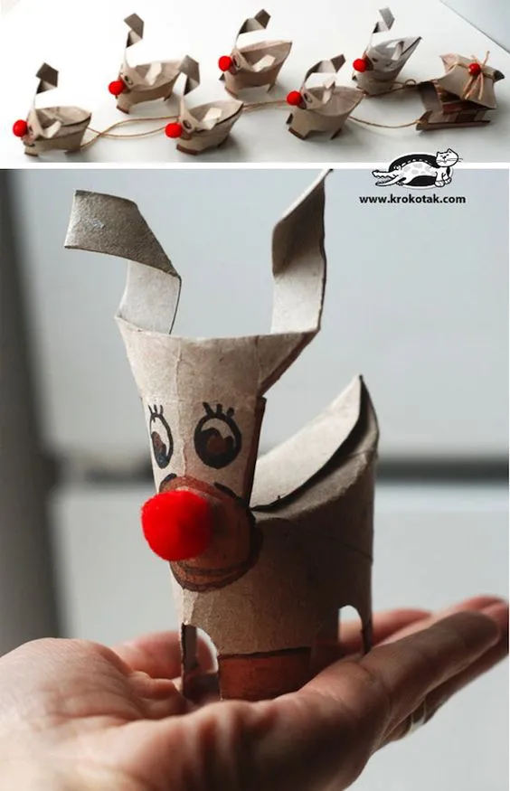 tubos de cartón reciclados para navidad