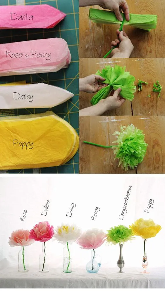 ▷ ✓64 fantásticas ideas con Flores de papel de seda 【TOP 2022】 - Uma  Manualidades