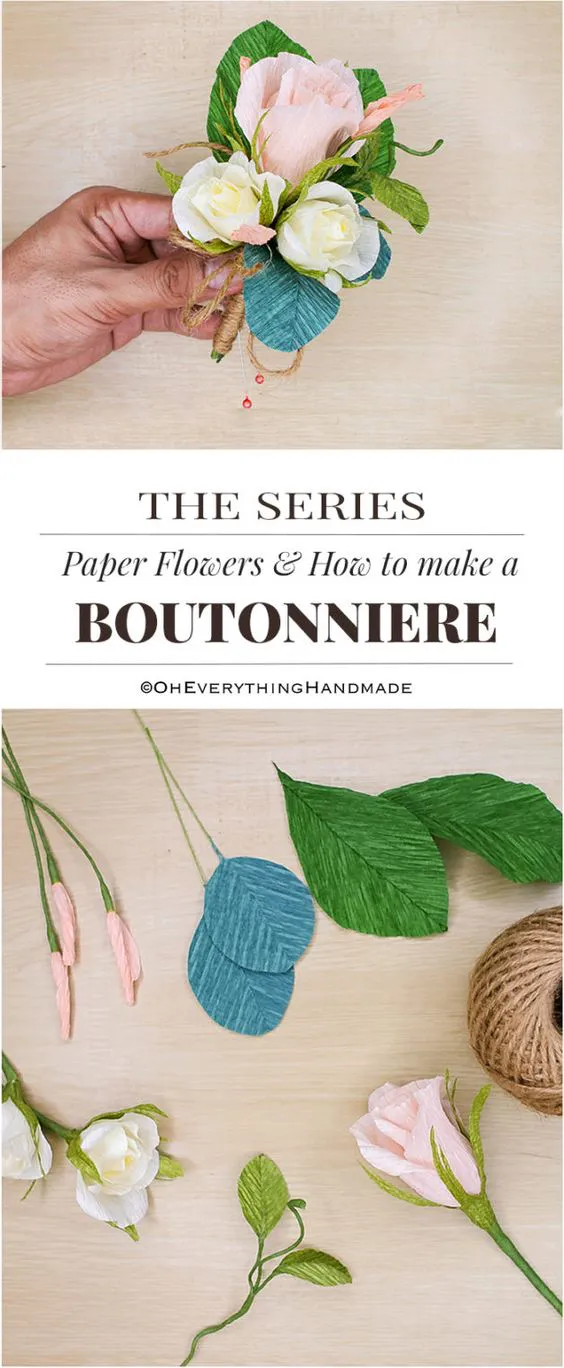 Paper Flowers & How to make Boutonnieres- PinMe: 