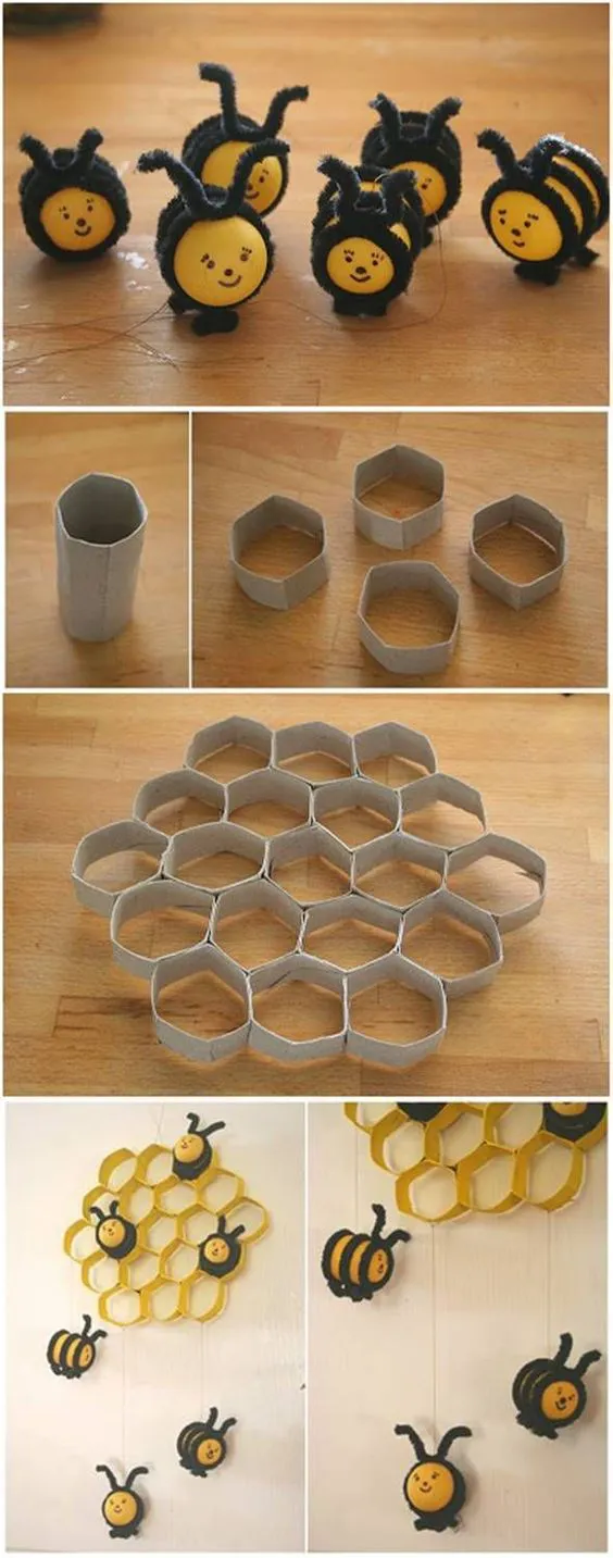 decorar objetos reciclados con tubos de cartón