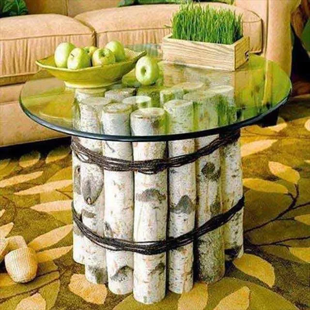 DIY Easy Hand Made Tree Branches With Glass Table