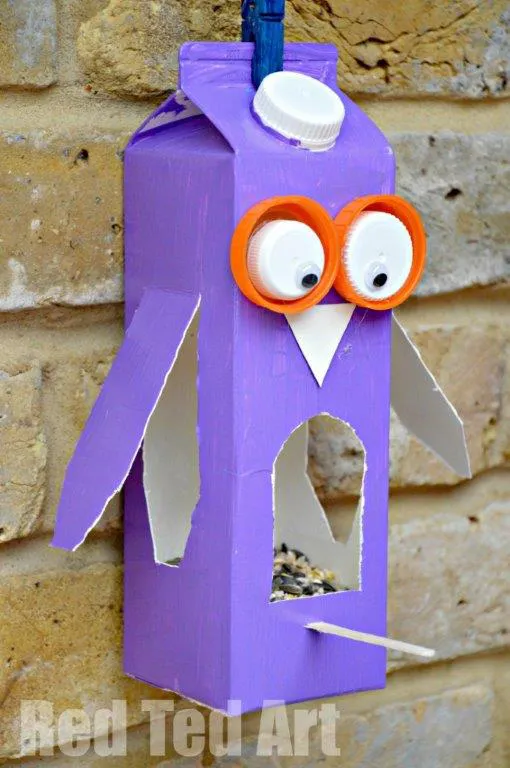 Juice Carton Crafts Bird Feeder