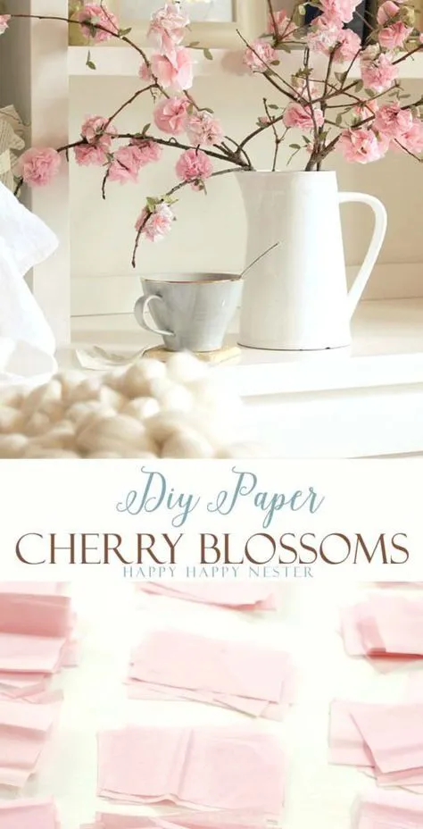 Make these easy DIY paper cherry blossom flowers. They look so real and you'll love these flowers for years to come. This craft is so inexpensive to make and is easy as well.: 