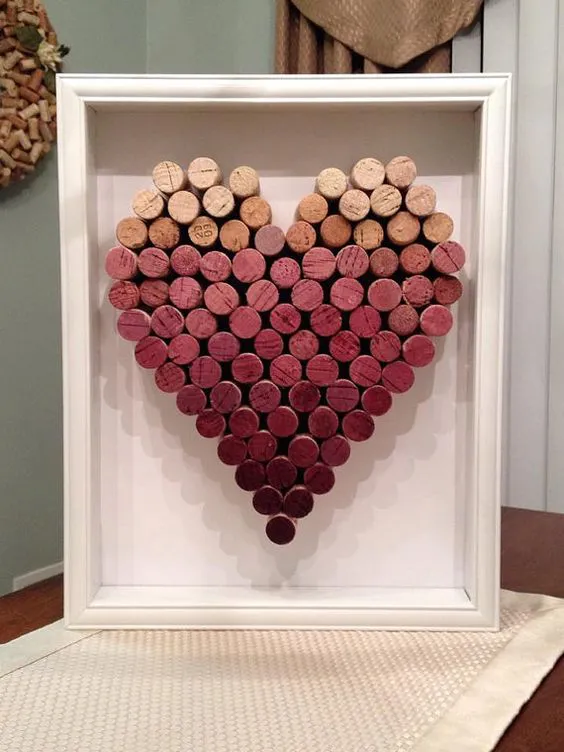 Ombre Wine Cork Heart Shadowbox by BurgundyRibbonDesign on Etsy