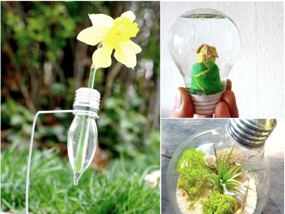 decorar con bombillas recicladas