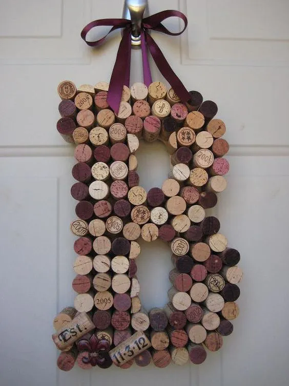 Whimsical Wine Cork Monogram Custom Letter There by kindersquare