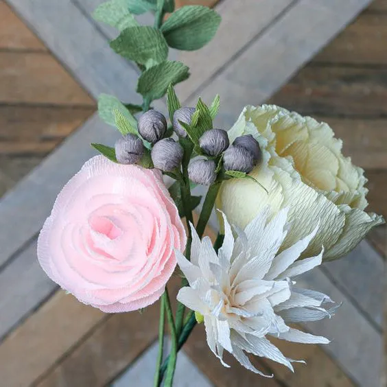 Bouquet de Katie: Quinteto de flores de por AmaranthusPaperFlora: 
