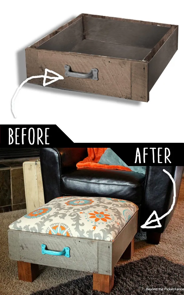 DIY Furniture Hacks | Foot Rest from Old Drawers | Cool Ideas for Creative Do It Yourself Furniture | Cheap Home Decor Ideas for Bedroom, Bathroom, Living Room, Kitchen - http://diyjoy.com/diy-furniture-hacks