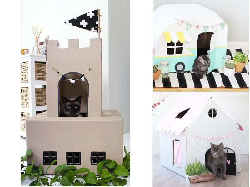 manualidades con cajas carton para gatos