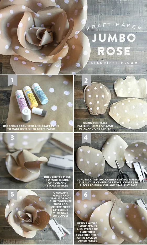 16 ideas sencillas de flores de papel kraft 【TOP 2022】 Uma Manualidades