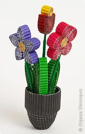 quilling w/ corrugated papaer Master Class Kvilling "Bouquet in a Vase" (phased description) Corrugated March 8: 