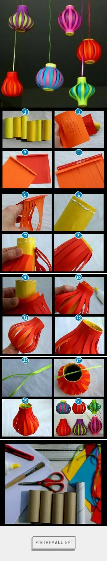 Clever use for toilet paper rolls and fun way to make lanterns: 