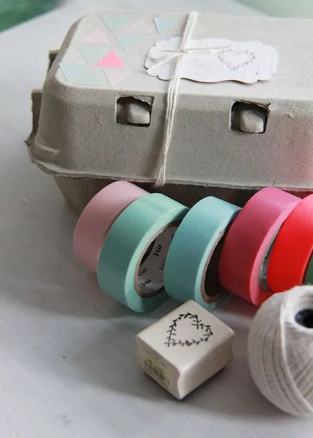 Decorar cajas de hueveras con washi tape