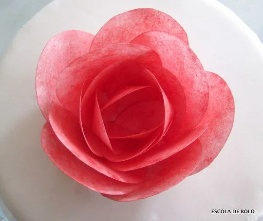 flor rosa de papel de arroz