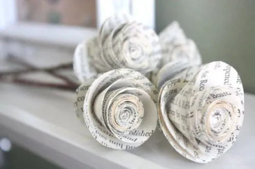 9 ideas sencillas de flores de papel libro