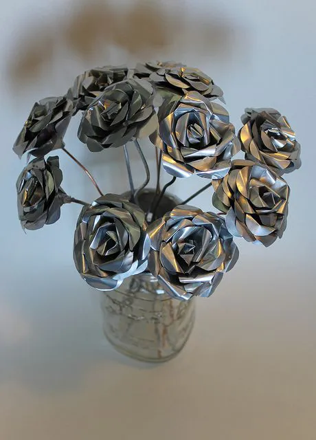 flores metalicas de papel