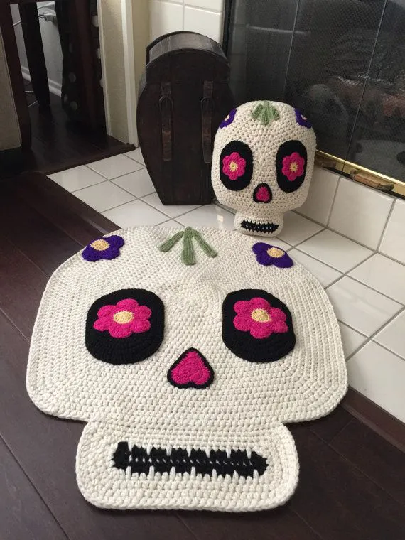 alfombras de ganchillo de calaveras