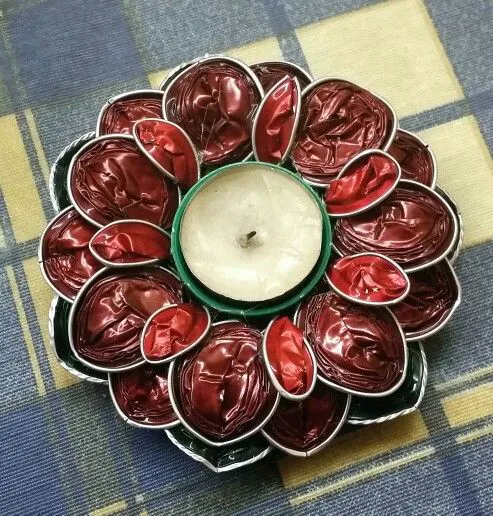 centro de mesa con capsulas nespresso