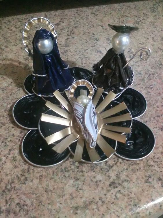 centros de mesa navideños con capsulas de cafe