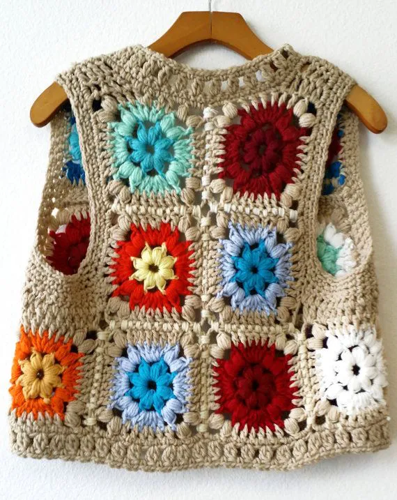 chalecos de crochet hippies