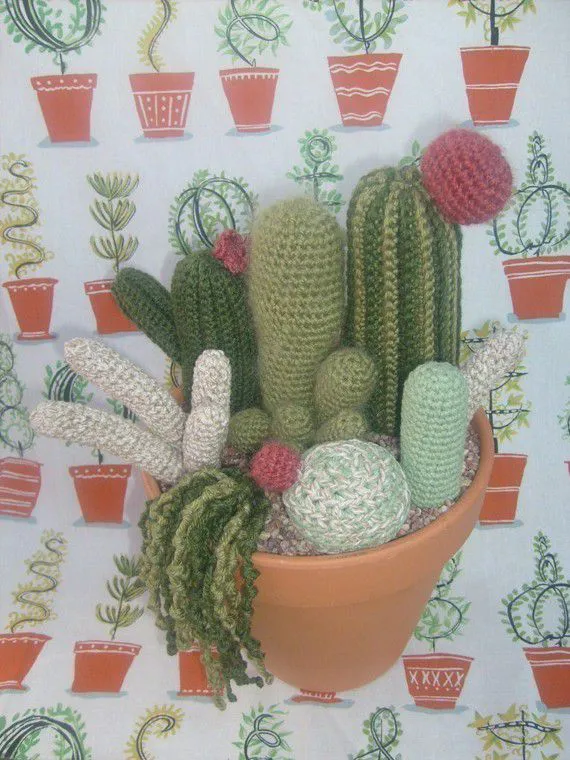 como hacer cactus de ganchillo