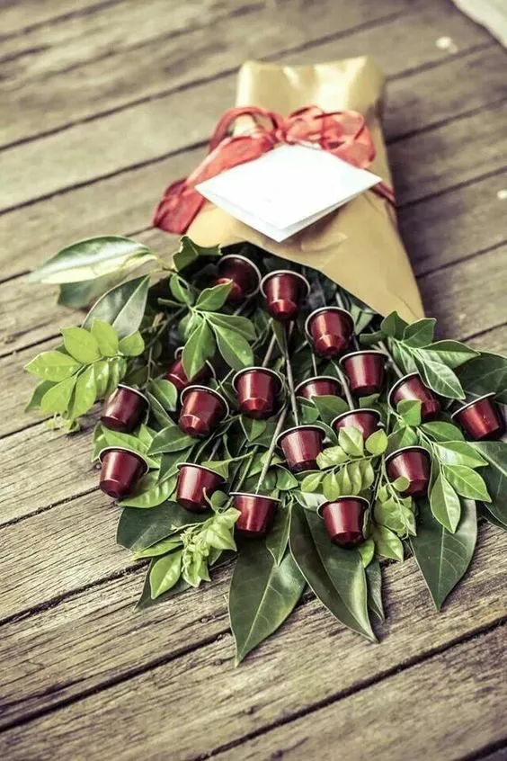 Ejemplo de Flor con cápsulas de nespresso visto en pinterest