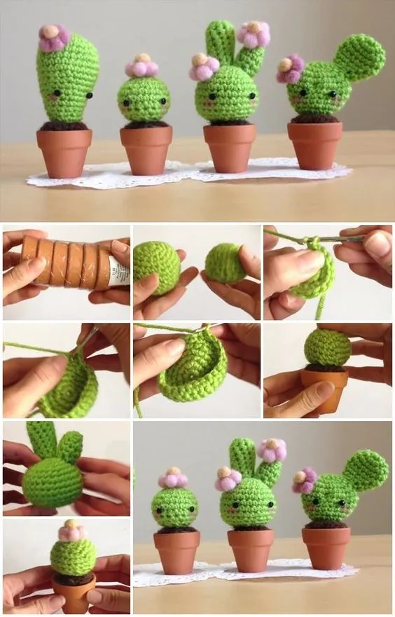 cactus kawaii de ganchillo