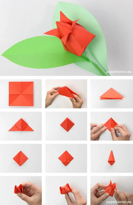tulipan de origami de papel