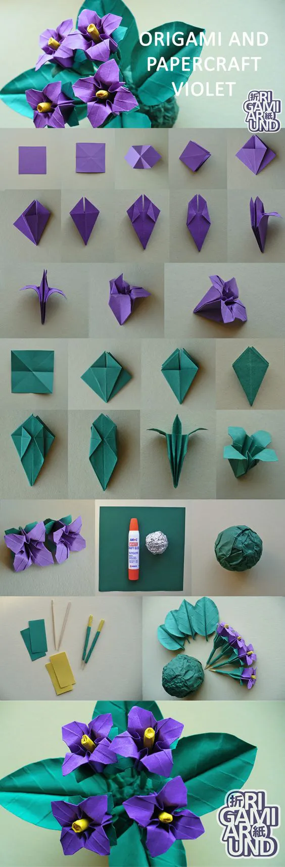 violetas de papel