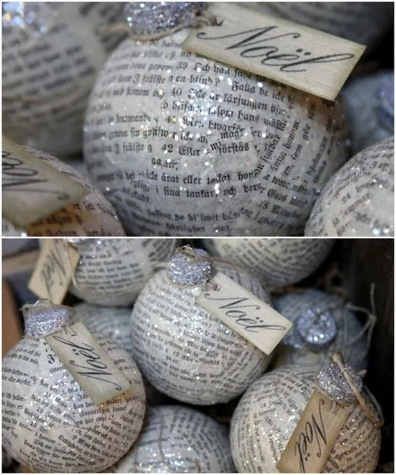 bolas de navidad con papel