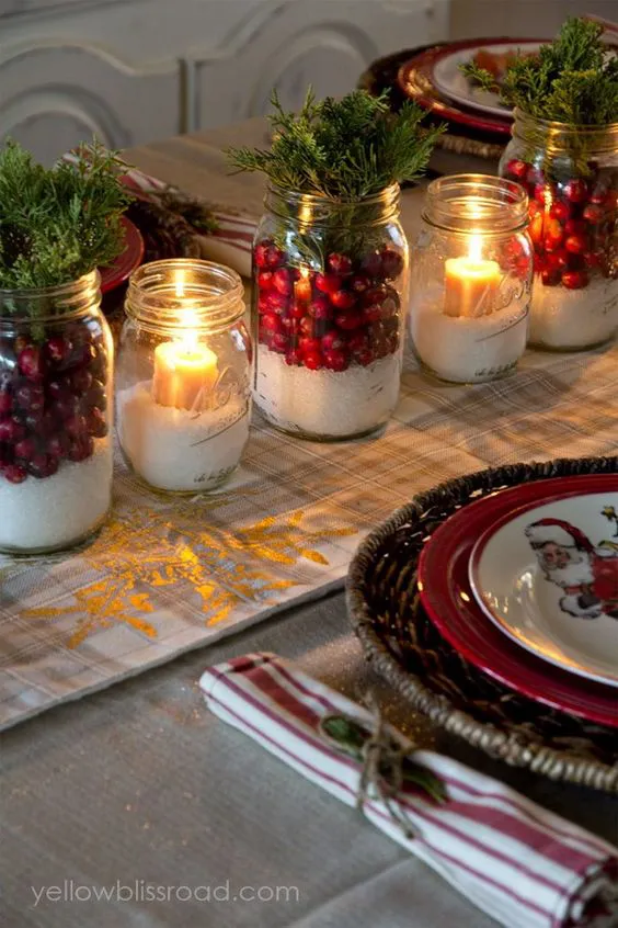 centros de mesa de navidad con botes