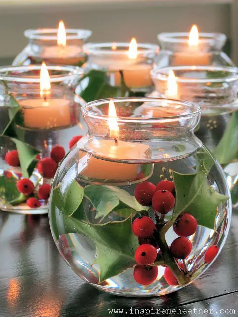 centros de mesa de navidad con velas