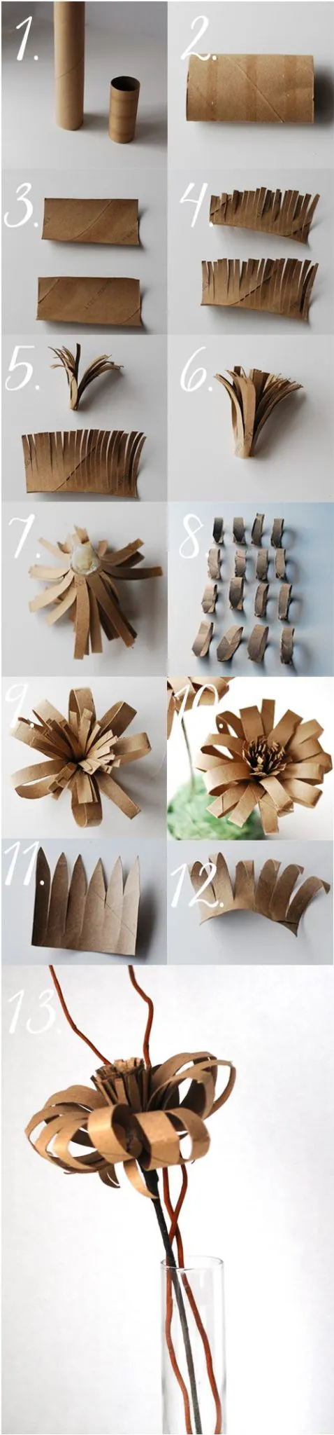 flores de papel vintage recicladas