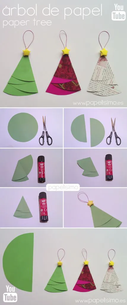 manualidades de papel para el arbol de navidad