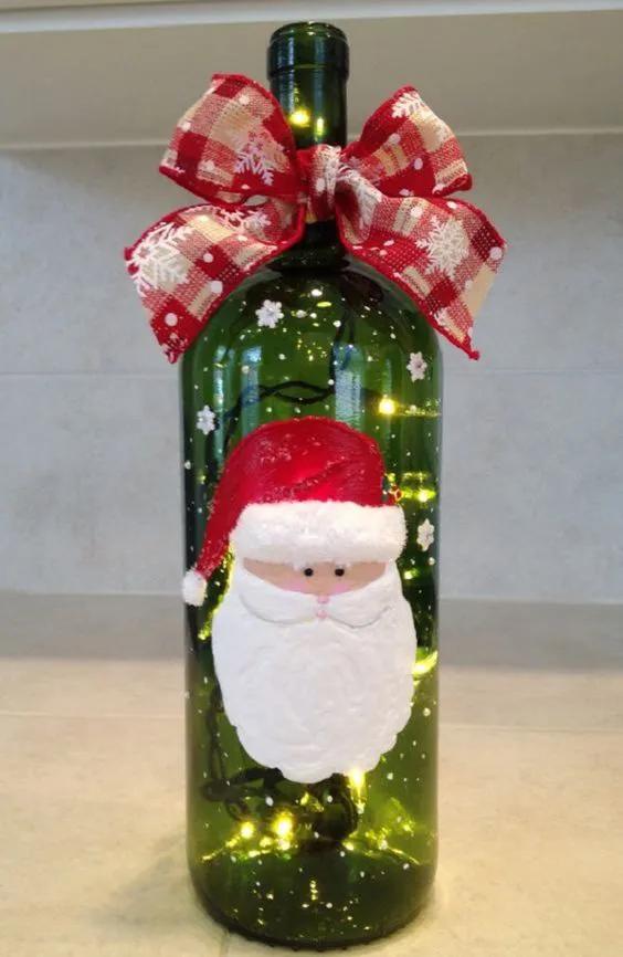 decorar botellas de navidad