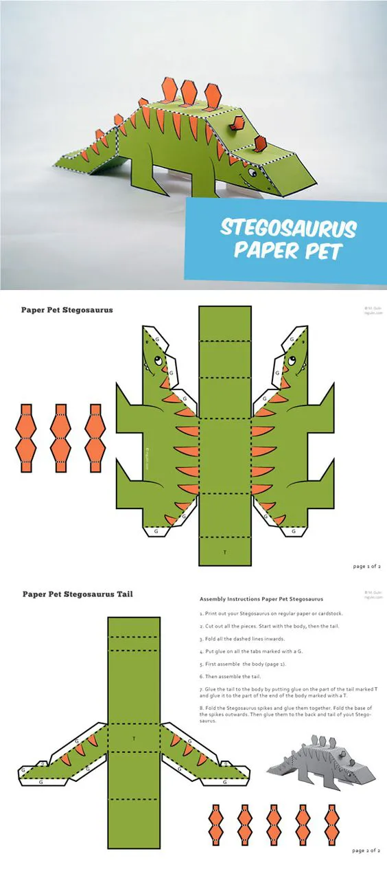 dinosaurio de kirigami